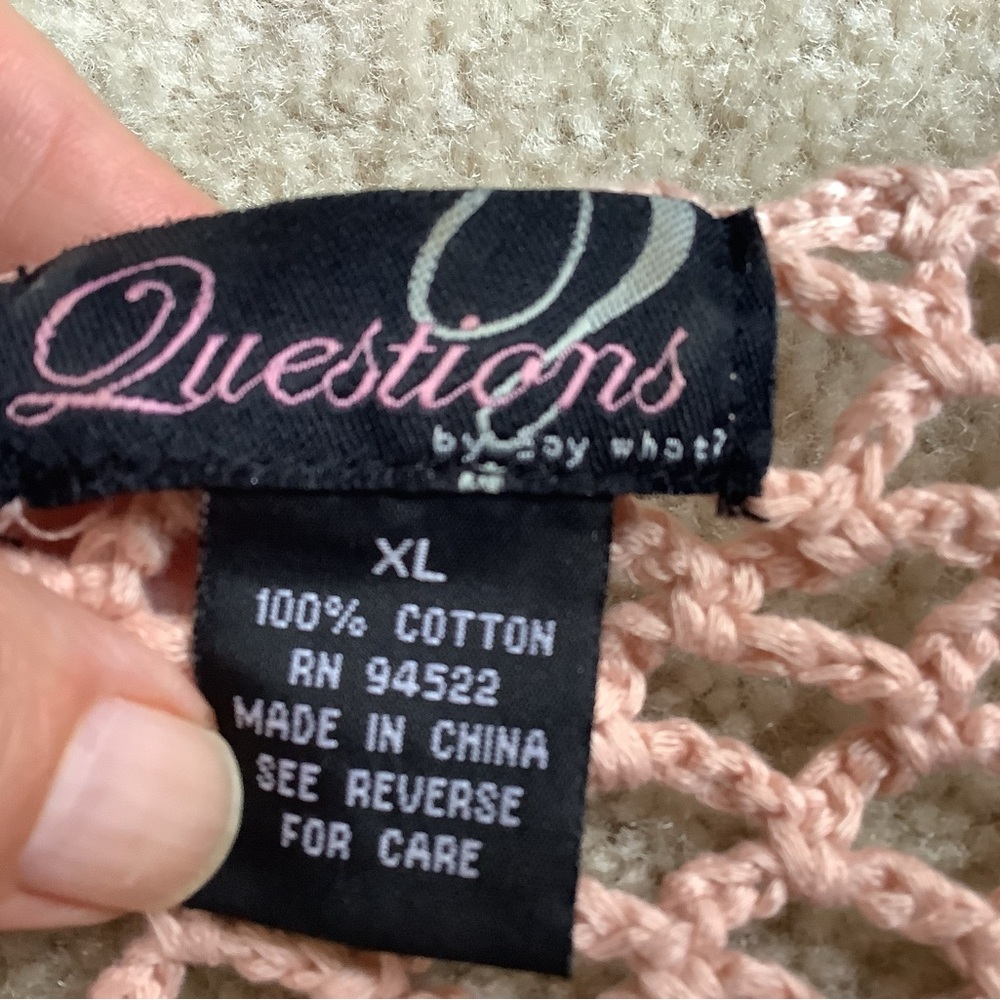 100% cotton Crocheted top  XL  light peach color - Picture 2 of 6